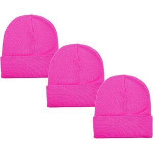Hot Pink Beanie Hats for Baby Wool Winter Wear  Stretchable